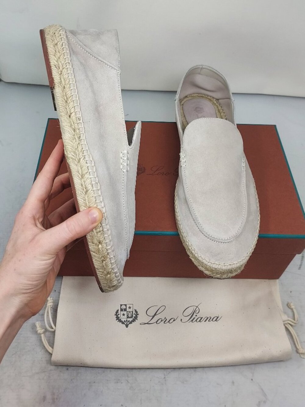 Loro Piana MENS Beige Seaside Walk Suede Espadrille